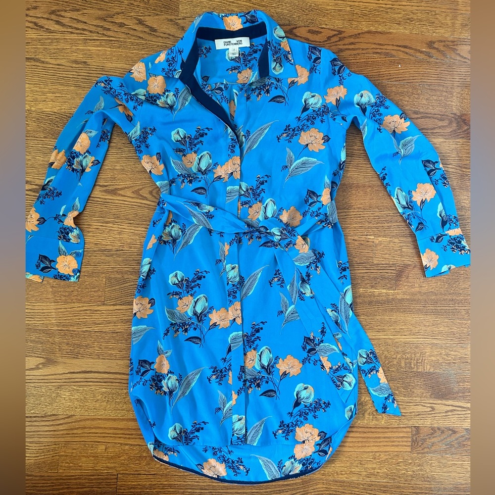 Diane Von Furstenberg Belted Oversized Shirt Dress